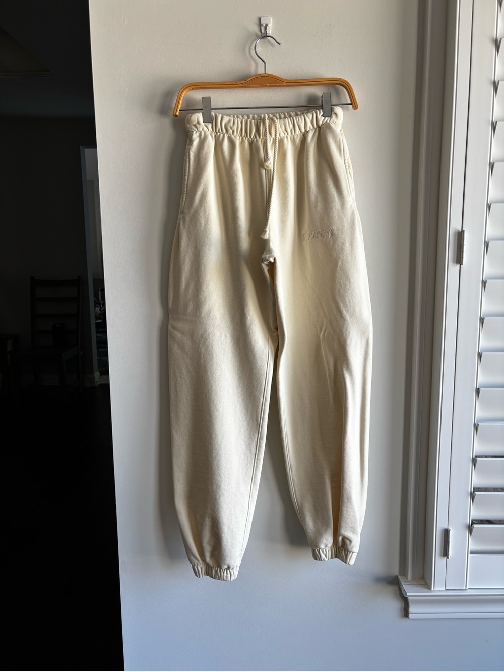 pale yellow Elastic Waist Jogger Sweatpants